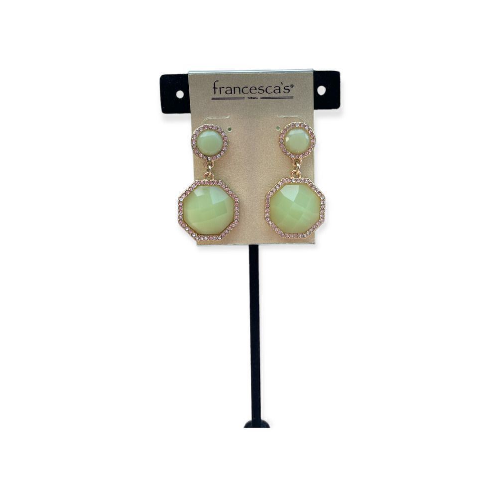 Francesca’s Green Plastic Circle Octagon Stud Earrings